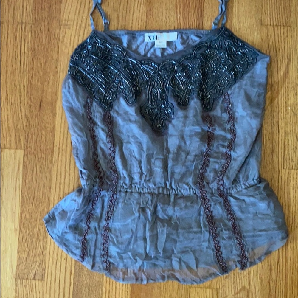 Forever 21 beaded grey tank